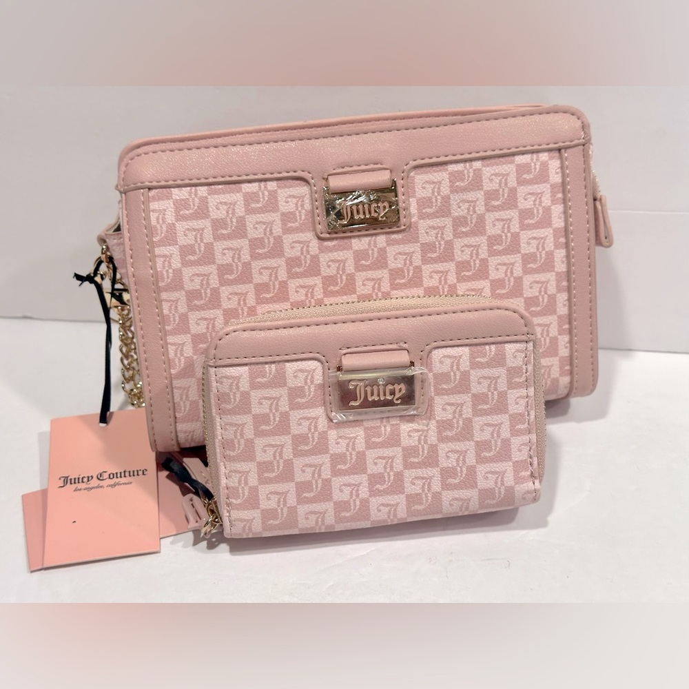 Juicy Couture Triangular Frame Pouch Bag With Matching Wallet